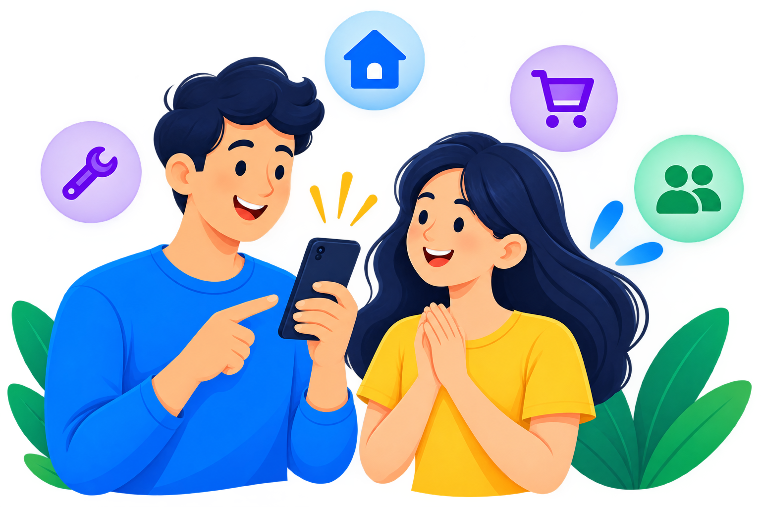 Two people exploring the SLI app